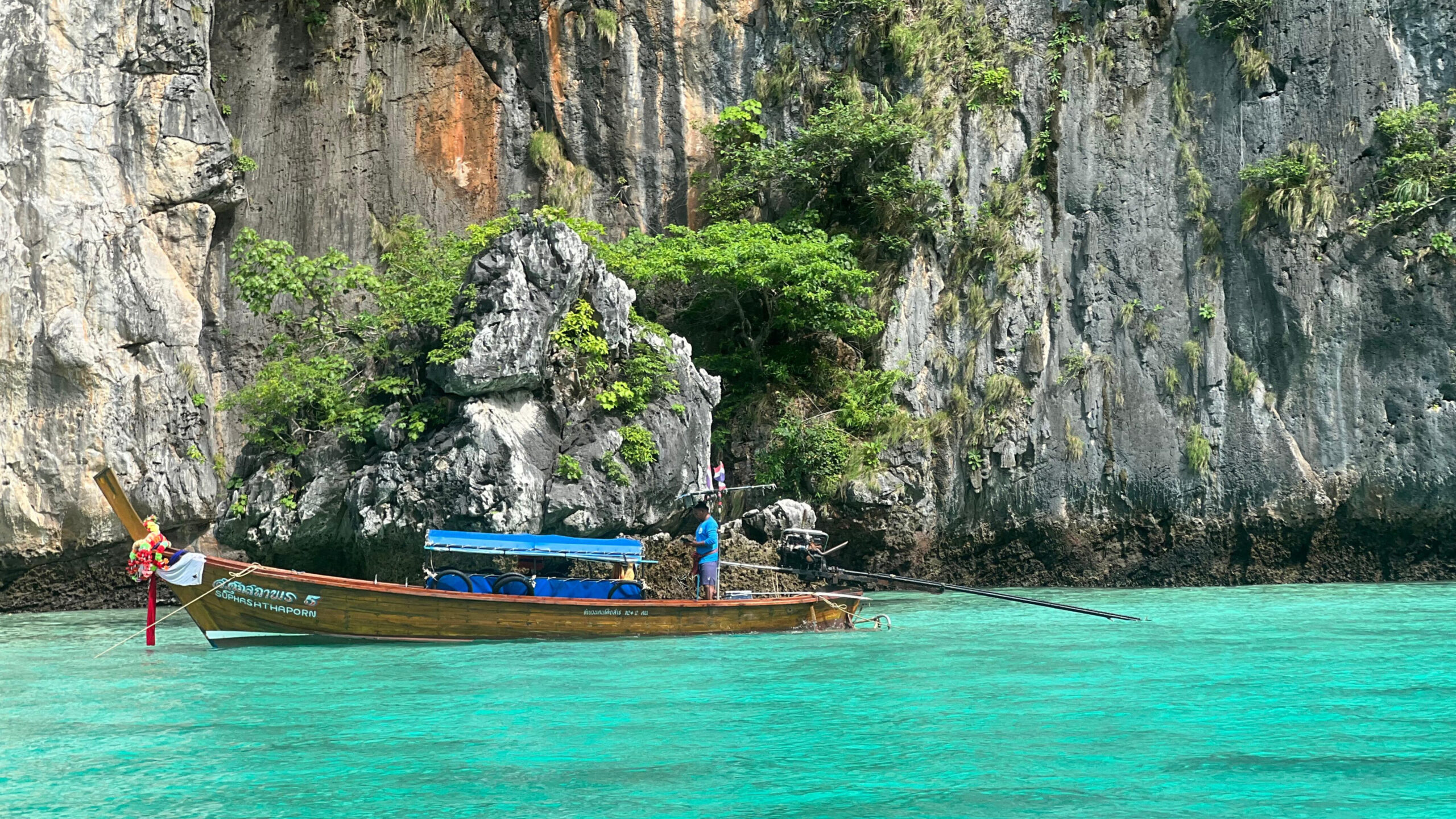 The crystal-blue water from Maya Bay